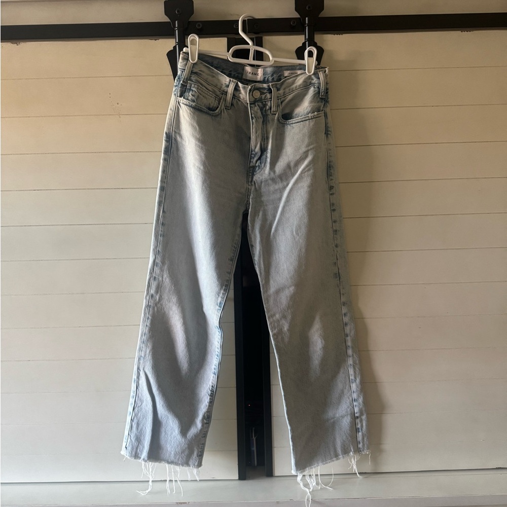 FRAME Light Wash Women’s Cropped Straight-Leg Jeans - Light Blue